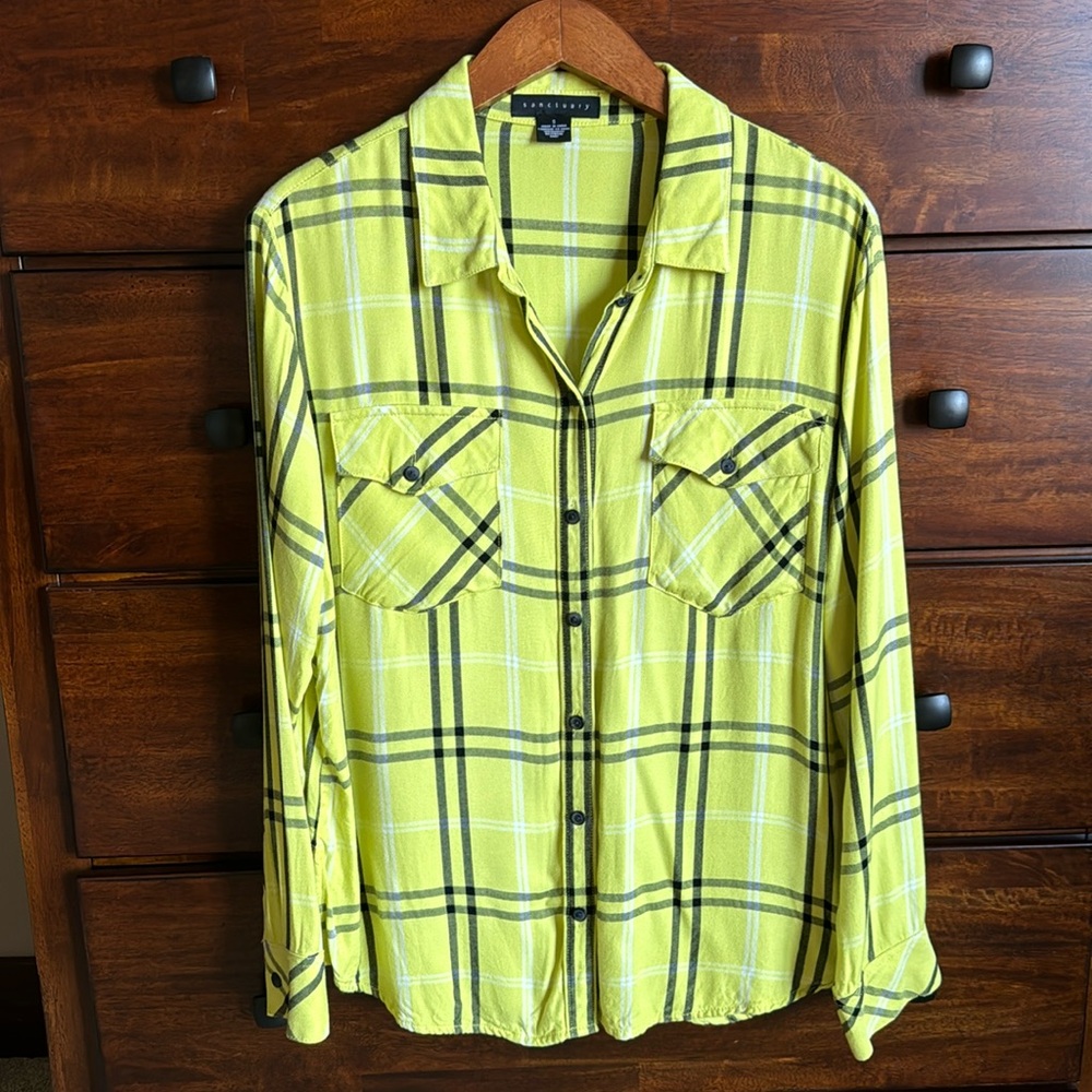 Sanctuary Plaid Blouse—Size Small